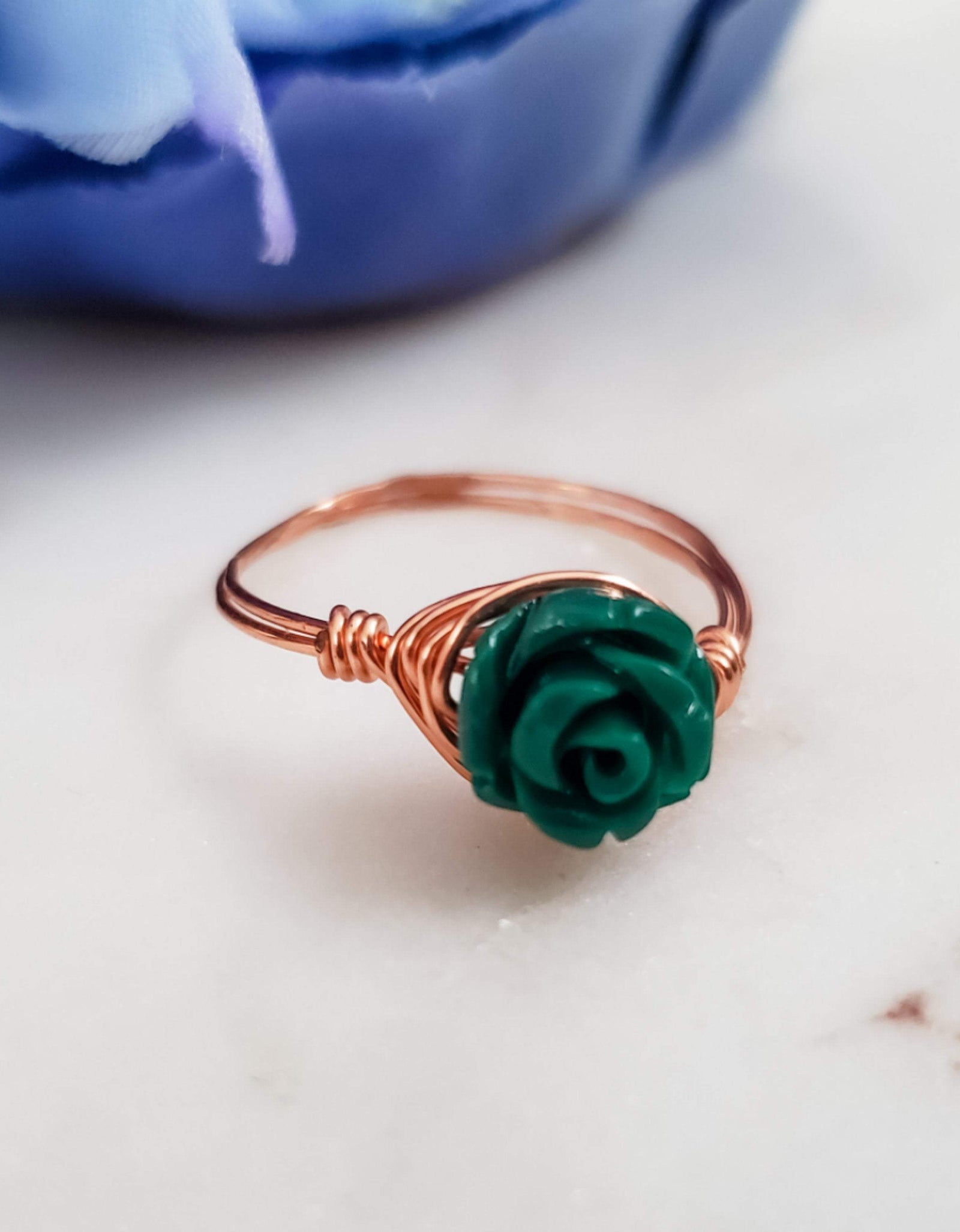 Rose Bead Wire Wrapped Ring by Salt and Sparkle