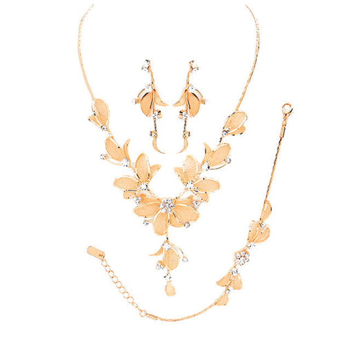Load image into Gallery viewer, Stone Accented Metal Mesh Petal Jewelry Set by Madeline Love
