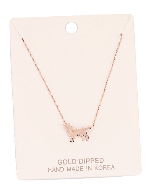 Load image into Gallery viewer, Gold Dipped Dachshund Heart Charm Dog Detailed Necklace by Madeline Love
