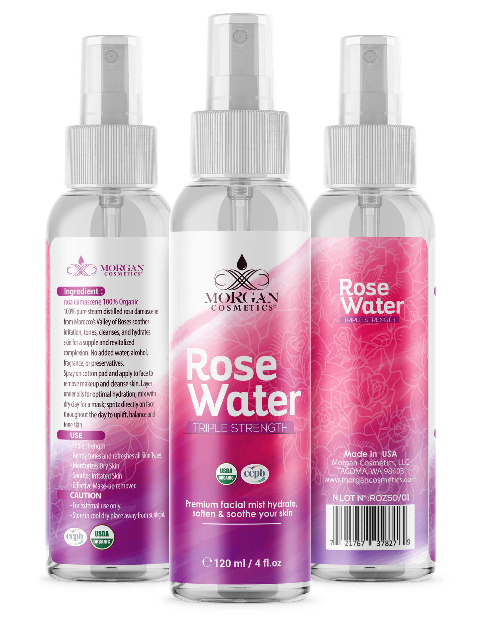 Pure Moroccan Rose Water 4 oz by Morgan Cosmetics