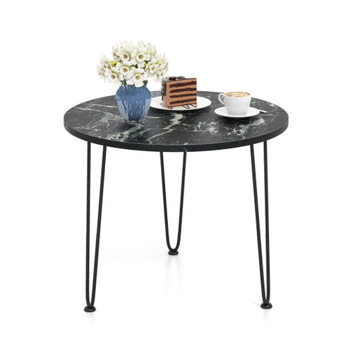 Load image into Gallery viewer, Round Coffee Table with Thickened Tabletop and Metal Tripod Legs-Black
