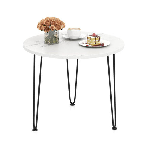 Load image into Gallery viewer, Round Coffee Table with Thickened Tabletop and Metal Tripod Legs-White
