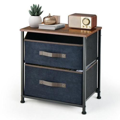 Load image into Gallery viewer, 20 Inch Height Industrial Nightstand with 2 Pull-out Fabric Drawers-Rustic Brown
