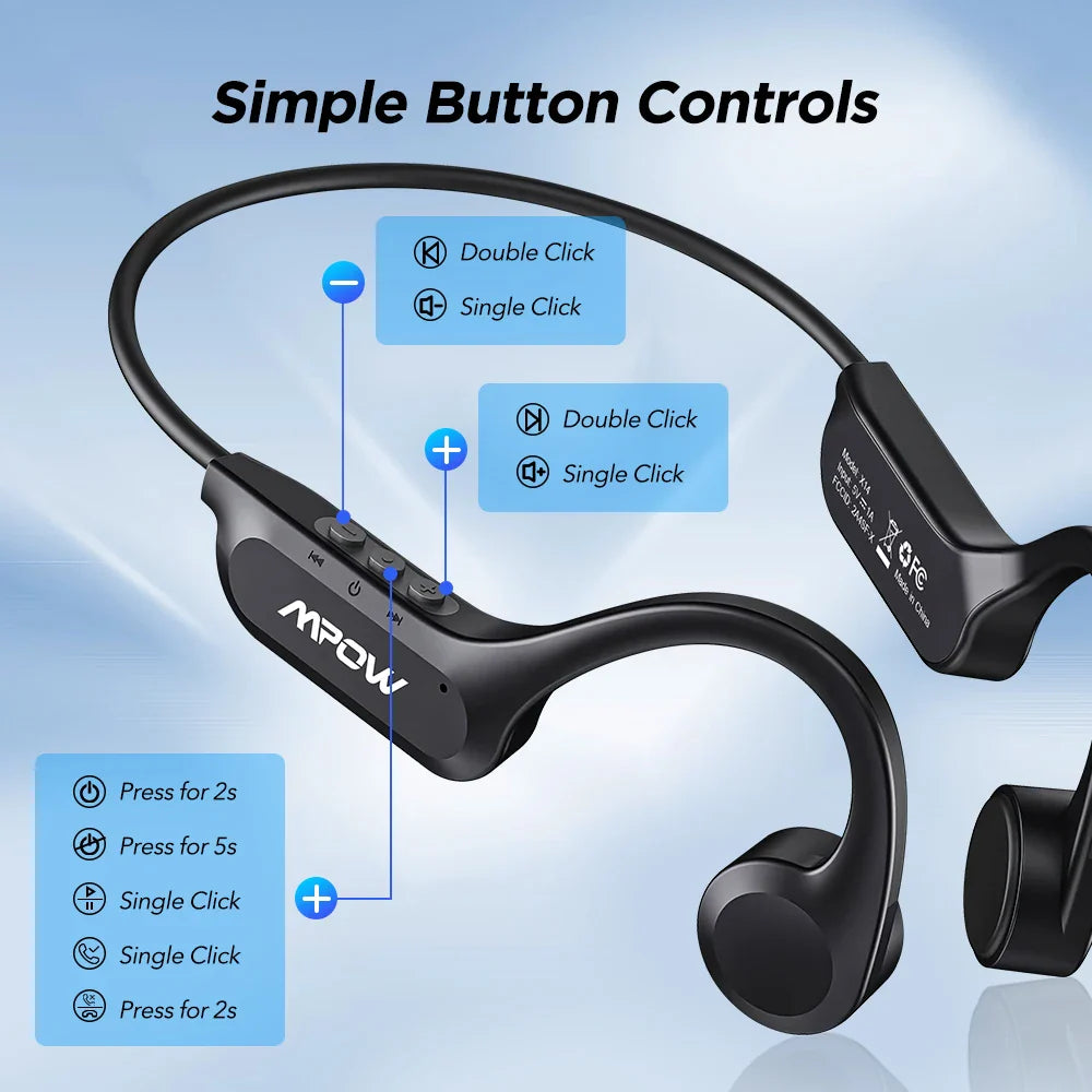 Mpow X14 Bone Sound Headphones Bluetooth 5.3 Open Ear Wireless Bone Conduction Headphones IPX6 Waterproof Sport Running Headset