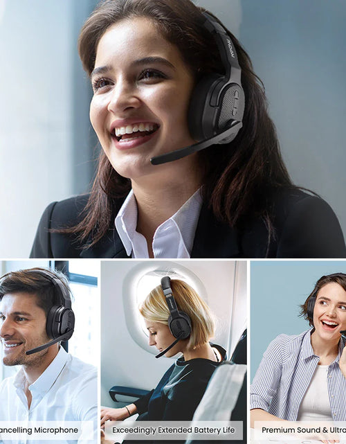 Load image into Gallery viewer, Mpow E65 2 in 1 Wireless Headphones Bluetooth 5.3 Dual/Single Office Headset with Microphone&amp;Mute Switch 35H for Trucker Driver
