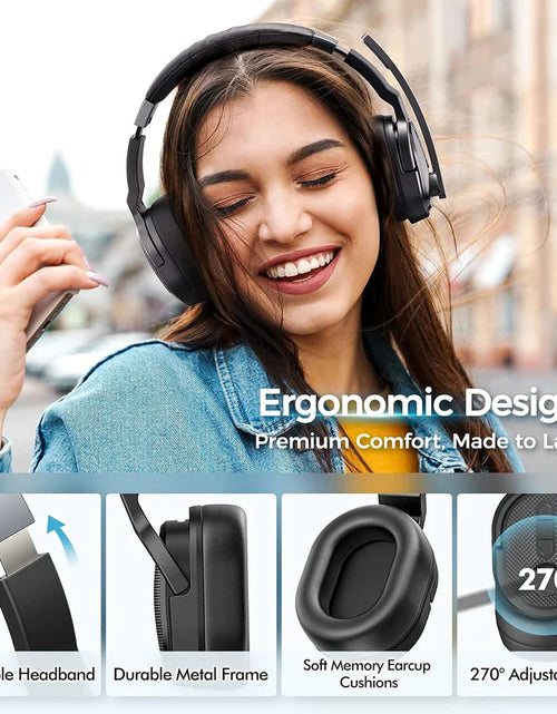 Load image into Gallery viewer, Mpow E65 2 in 1 Wireless Headphones Bluetooth 5.3 Dual/Single Office Headset with Microphone&amp;Mute Switch 35H for Trucker Driver
