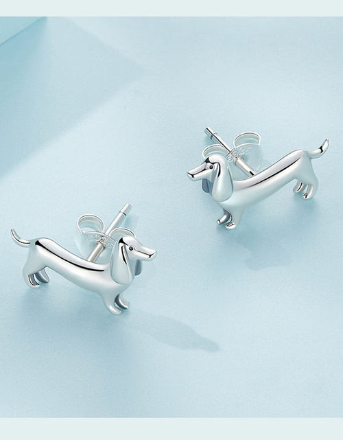 Load image into Gallery viewer, Elegant Dachshund Sterling Silver Ring &amp; Earring by Dach Everywhere
