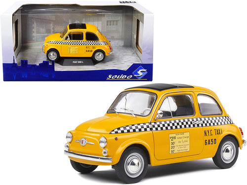 Load image into Gallery viewer, 1965 Fiat 500 L "NYC Taxi" New York City Yellow 1/18 Diecast Model Car by Solido
