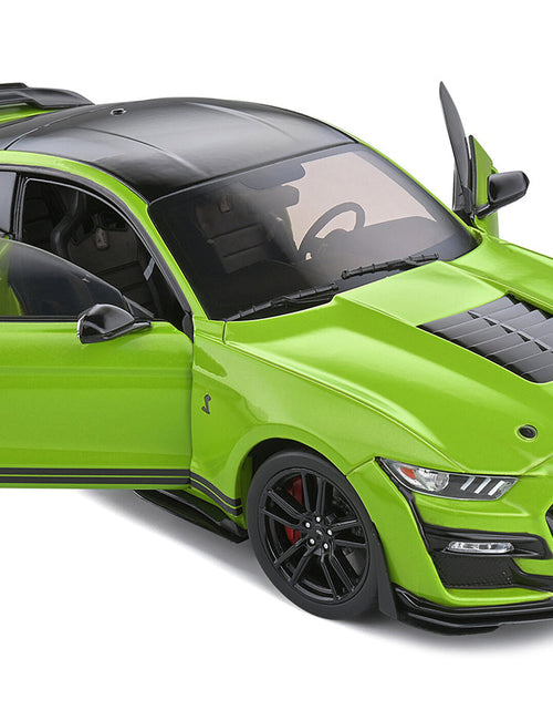 Load image into Gallery viewer, 2020 Ford Mustang Shelby GT500 Grabber Lime Green Metallic with Black Top and Stripes 1/18 Diecast Model Car by Solido
