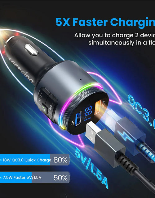 Load image into Gallery viewer, Mpow Bluetooth FM Transmitter for Car Adapter Bluetooth Wireless Radio MP3 Player with QC3.0 Quick Charge Handsfree Callling
