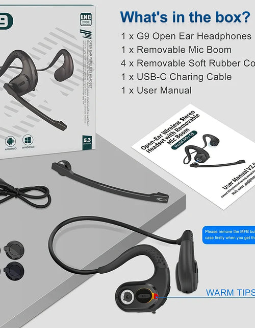 Load image into Gallery viewer, Mpow G9 Bluetooth 5.3 Earphones with Removable Microphone Noise Cancelling Open Ear Handsfree Business Headset Office Driving
