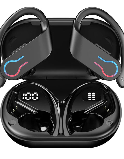 Load image into Gallery viewer, Mpow Q63 Bluetooth 5.3 Wireless Earbuds with Mic IPX7 Waterproof 200H Earphones with Hooks for Sports Running Workout Gym
