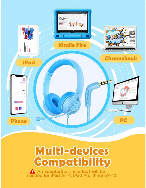 Load image into Gallery viewer, Mpow LH1 Kids Headphones with Microphone,Safe Volume Limiter 94dB,3.5mm Jack On-Ear Headset for Children Teens Girls Boys School
