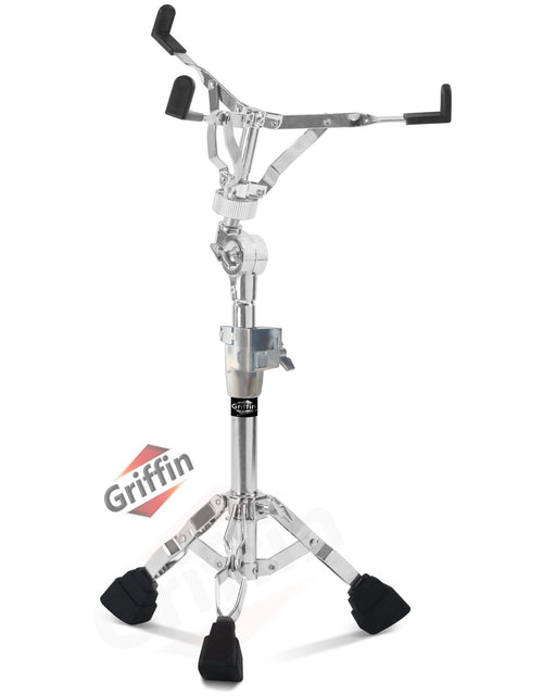 Load image into Gallery viewer, Premium Snare Drum Stand by GRIFFIN - Double Braced Heavy-Duty Weight Mount for Snares, Tom Drums &amp; Adjustable Practice Pad - Percussion Hardware Kit by GeekStands.com
