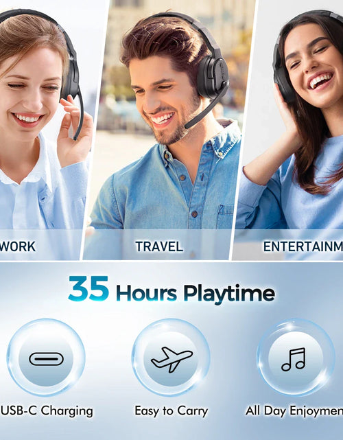 Load image into Gallery viewer, Mpow E65 2 in 1 Wireless Headphones Bluetooth 5.3 Dual/Single Office Headset with Microphone&amp;Mute Switch 35H for Trucker Driver
