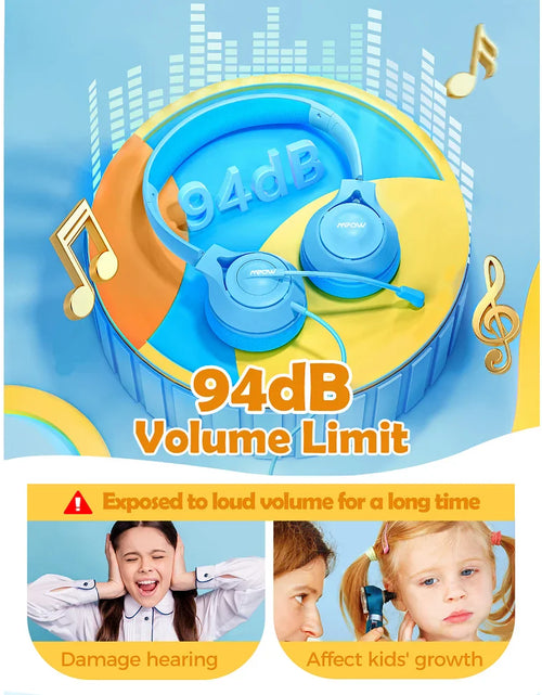 Load image into Gallery viewer, Mpow LH1 Kids Headphones with Microphone,Safe Volume Limiter 94dB,3.5mm Jack On-Ear Headset for Children Teens Girls Boys School
