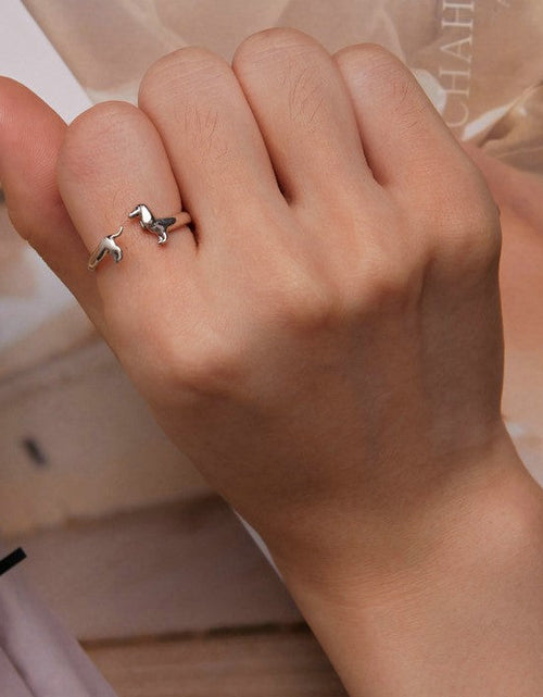 Load image into Gallery viewer, Elegant Dachshund Sterling Silver Ring &amp; Earring by Dach Everywhere
