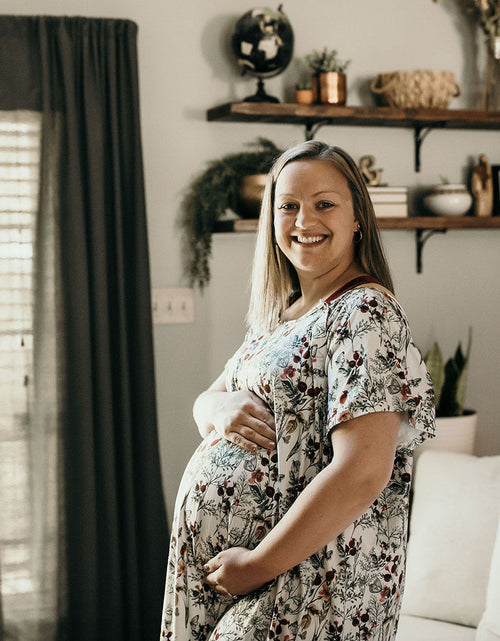 Load image into Gallery viewer, Floral Mommy Labor and Delivery Nursing Hospital Gown by Three Little Tots
