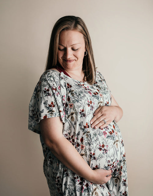 Load image into Gallery viewer, Floral Mommy Labor and Delivery Nursing Hospital Gown by Three Little Tots

