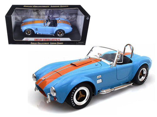 Load image into Gallery viewer, 1965 Shelby Cobra 427 S/C Blue With Orange Stripes 1/18 Diecast Model Car by Shelby Collectibles
