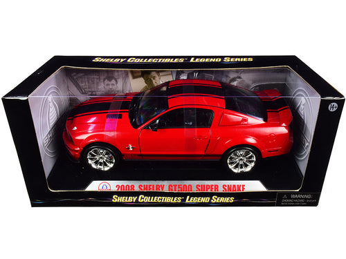 Load image into Gallery viewer, 2008 Ford Shelby Mustang GT500 Super Snake Red with Black Stripes "Shelby Collectibles Legend" Series 1/18 Diecast Model Car by Shelby Collectibles
