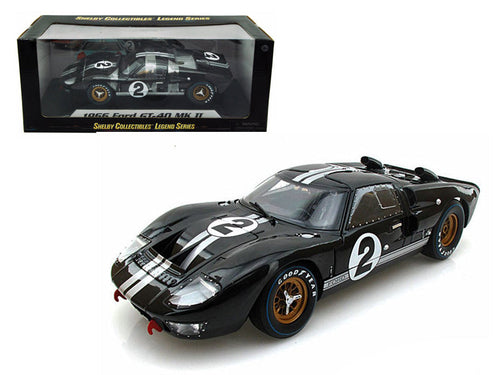 Load image into Gallery viewer, 1966 Ford GT-40 MK II #2 Black 1/18 Diecast Model Car by Shelby Collectibles
