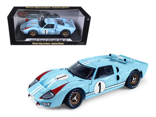 Load image into Gallery viewer, 1966 Ford GT 40 MK II RHD (Right Hand Drive) #1 Light Blue Miles - Hulme Le Mans 1/18 Diecast Model Car by Shelby Collectibles

