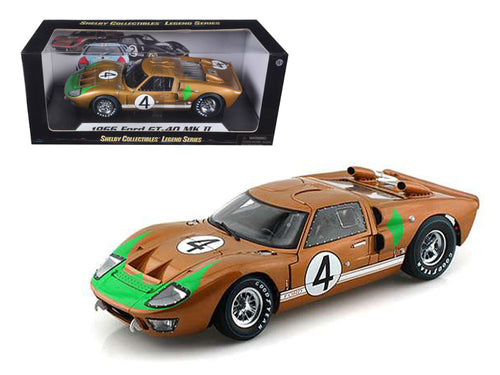 Load image into Gallery viewer, 1966 Ford GT-40 MK 2 Gold #4 1/18 Diecast Car Model by Shelby Collectibles
