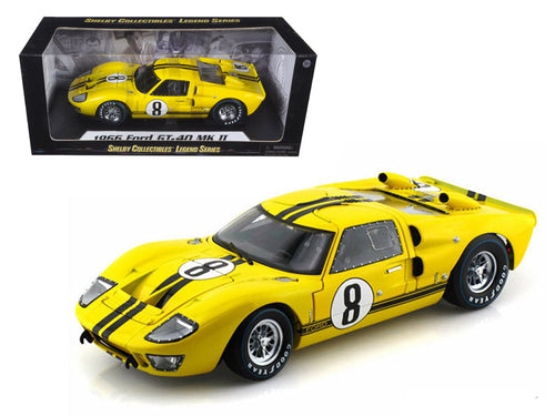 Load image into Gallery viewer, 1966 Ford GT-40 MK II #8 Yellow with Black Stripes 1/18 Diecast Model Car by Shelby Collectibles
