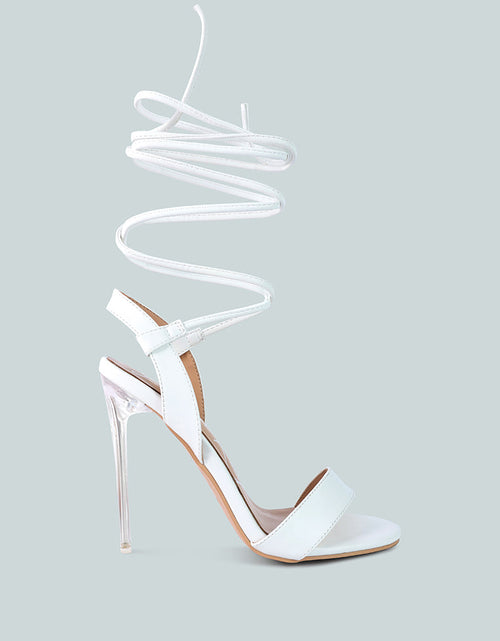 Load image into Gallery viewer, sheeny clear stiletto lace up heels by London Rag
