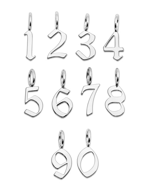 Load image into Gallery viewer, SILVER GOTHIC NUMBERS by eklexic jewelry

