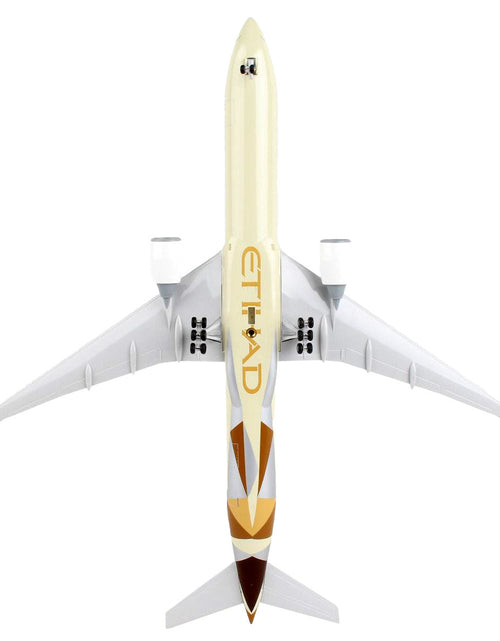 Load image into Gallery viewer, Boeing 777-300ER Commercial Aircraft with Landing Gear "Etihad Airways" (A6-ETA) Beige with Tail Graphics (Snap-Fit) 1/200 Plastic Model by Skymarks
