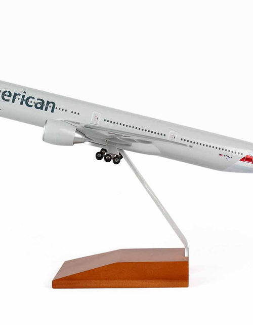 Load image into Gallery viewer, Boeing 777-300ER Commercial Aircraft with Landing Gear "American Airlines" Gray with Striped Tail (Snap-Fit) 1/200 Plastic Model by Skymarks
