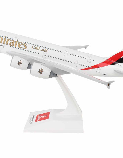 Load image into Gallery viewer, Airbus A380-800 Commercial Aircraft with Landing Gear "Emirates Airlines" (A6-EEA) White with Tail Graphics (Old Livery) (Snap-Fit) 1/200 Plastic Model by Skymarks
