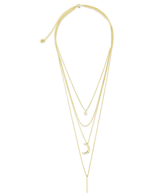 Load image into Gallery viewer, Crescent &amp; Bar Multi Layer Necklace by Sterling Forever
