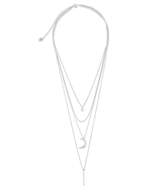 Load image into Gallery viewer, Crescent &amp; Bar Multi Layer Necklace by Sterling Forever
