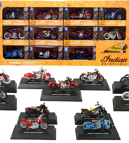 "Indian Motorcycle" Set of 11 pieces 1/32 Diecast Motorcycle Models by New Ray