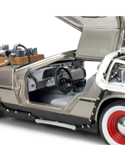 Load image into Gallery viewer, DMC DeLorean Time Machine Stainless Steel "Back to the Future: Part III" (1990) Movie 1/18 Diecast Model Car by Sun Star
