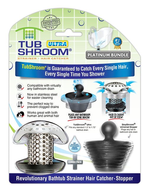 Load image into Gallery viewer, Ultimate Bundle: TubShroom® Ultra &amp; Kitchen SinkShroom® &amp; StopShroom® Plug by TubShroom.com

