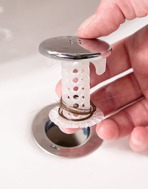 Load image into Gallery viewer, SinkShroom (Chrome Edition) The Hair Catcher That Prevents Clogged Bathroom Sink Drains by TubShroom.com

