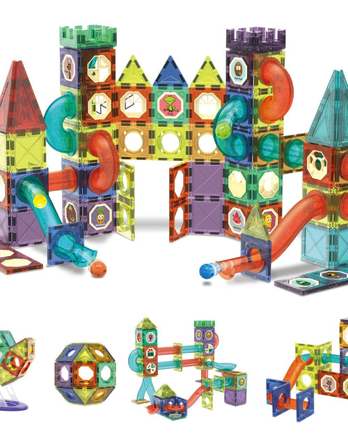 Load image into Gallery viewer, Contixo ST8 Magnetic Light-Up 3D Tiles Building Set – 110 Piece STEM Marble Run Blocks for Kids, Fun Educational Toy for Boys &amp; Girls Ages 3-10+ by Contixo
