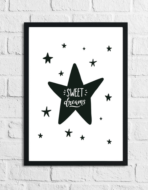Load image into Gallery viewer, Scandinavian Sweet Dreams Black Star Children's Nursery Bedroom Wall Decor Print by WinsterCreations™ Official Store
