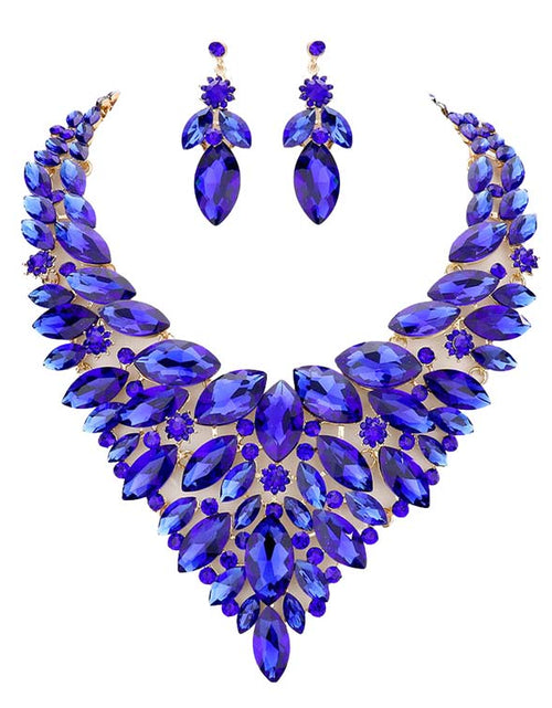 Load image into Gallery viewer, Marquise Stone Cluster Statement Evening Necklace by Madeline Love
