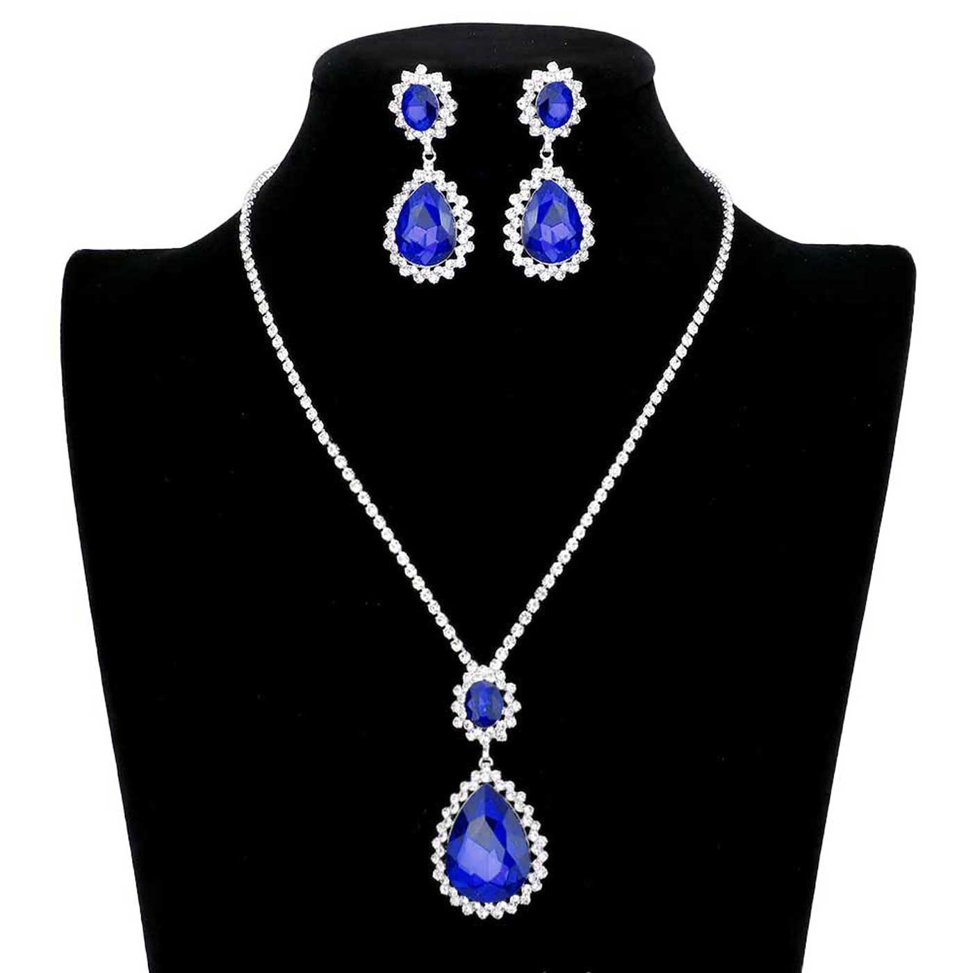 Teardrop Accented Rhinestone Necklace by Madeline Love