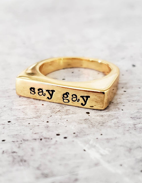 Load image into Gallery viewer, Say Gay Pride Ring by Salt and Sparkle
