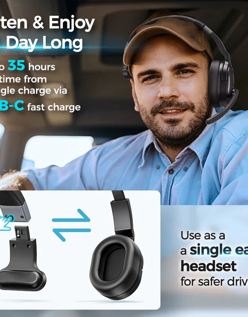 Load image into Gallery viewer, Mpow E65 2 in 1 Wireless Headphones Bluetooth 5.3 Dual/Single Office Headset with Microphone&amp;Mute Switch 35H for Trucker Driver
