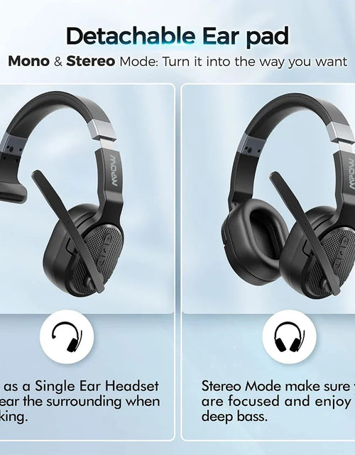 Load image into Gallery viewer, Mpow E65 2 in 1 Wireless Headphones Bluetooth 5.3 Dual/Single Office Headset with Microphone&amp;Mute Switch 35H for Trucker Driver
