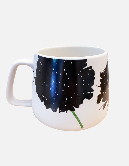 Load image into Gallery viewer, Porcelain Mug:  Black Scabiosa by India &amp; Purry
