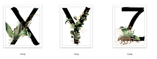Load image into Gallery viewer, Watercolour Jungle Black Green Golds Alphabet Letter Bedroom Home Wall Decor Print by WinsterCreations™ Official Store
