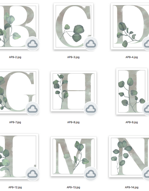 Load image into Gallery viewer, Personalised Grey Greenery Initial Spring Seasonal Wall Home Decor Print by WinsterCreations™ Official Store

